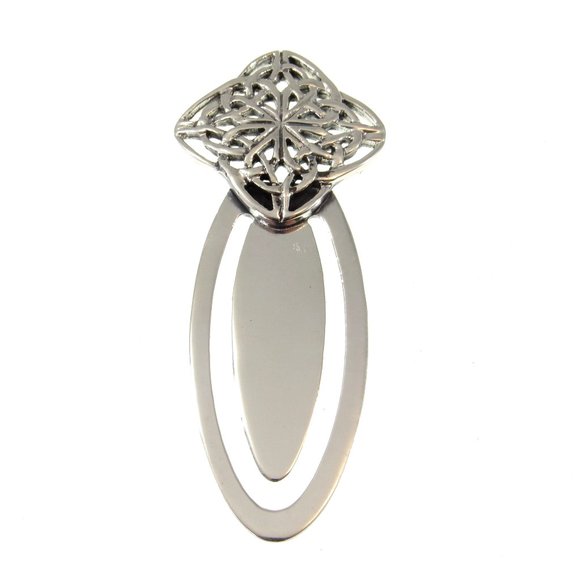 Solid 925 Sterling Silver Celtic Quaternary Knot Bookmark, Irish Page Marker - Picture 4 of 8